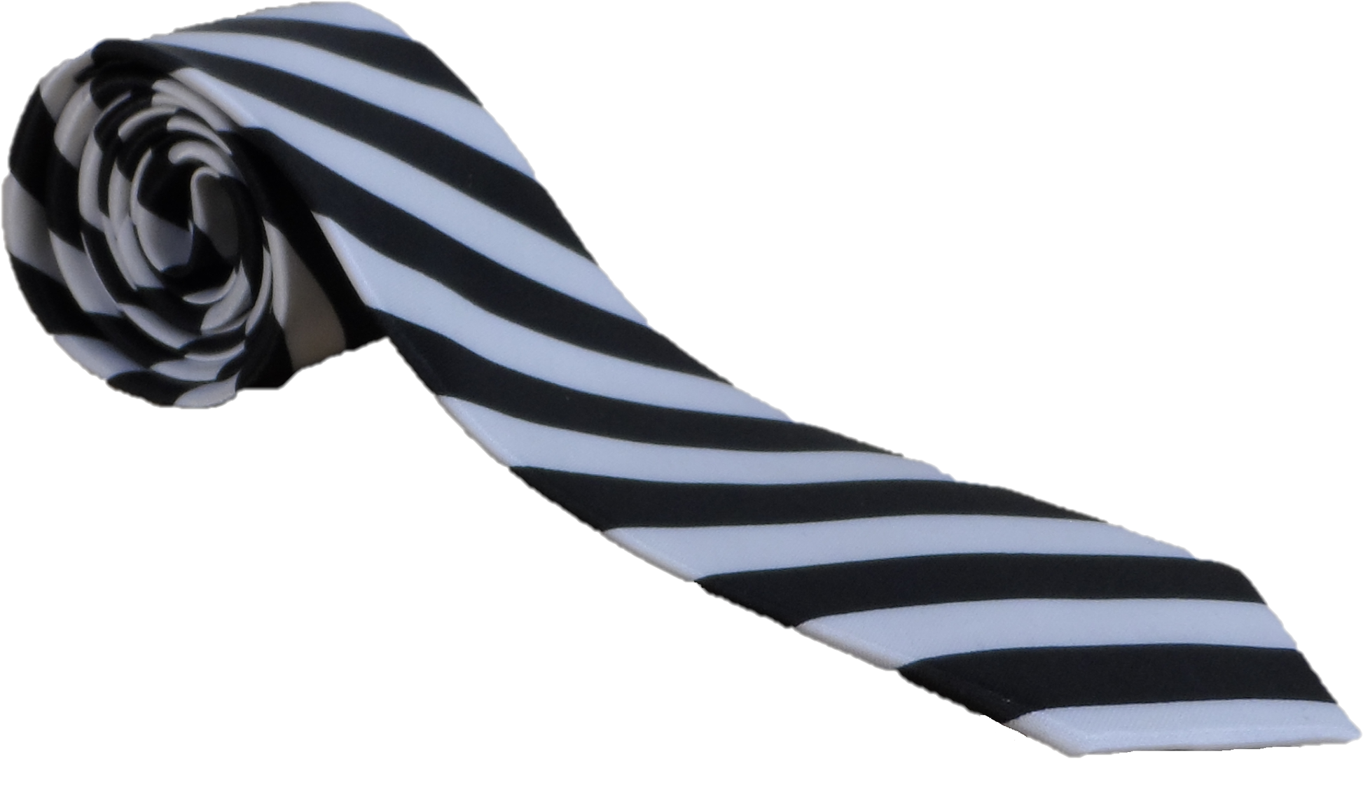 Black and white striped tie on a white background