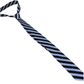 Striped tie with black and light blue pattern on a white background