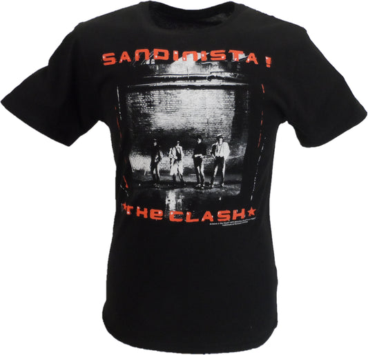 Maglietta ufficiale nera da uomo The Clash sandinista lp covert