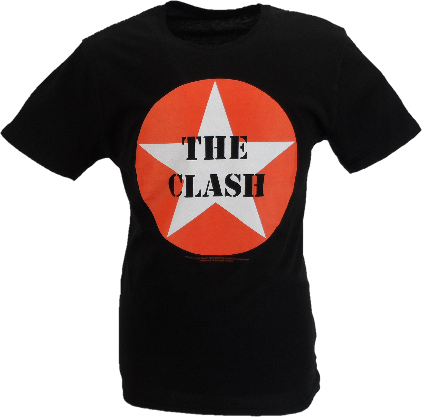 Mens Black Official The Clash Star Badge T Shirt