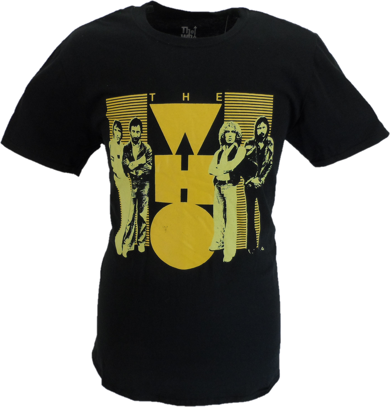 Camiseta Negra Oficial De The Who Con Banda Amarilla Para Hombre.