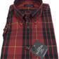 Tootal Mens Oxblood Checked 100% Cotton Retro Down Short Sleeve Shirts