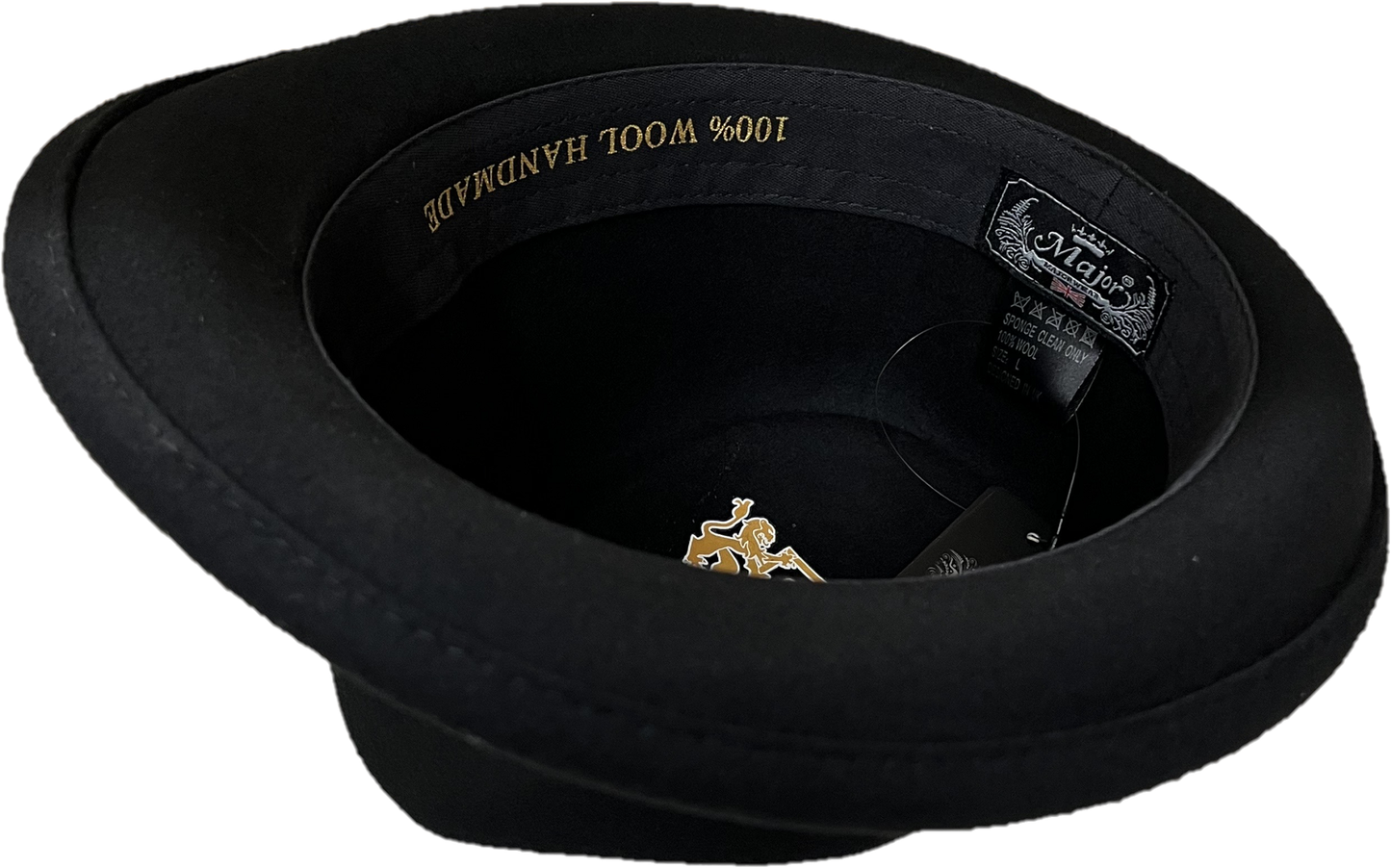 Mens Classic 100% Wool Black Trilby Hat