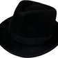 Mens Classic 100% Wool Black Trilby Hat