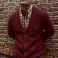 Trojan Classics Retro Waffle Knit Port Red Cardigan