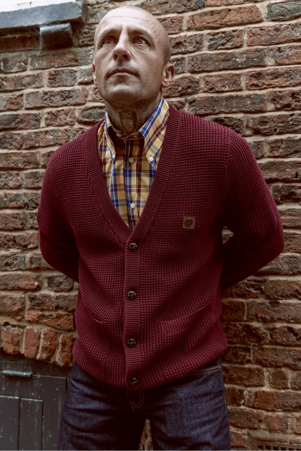 Trojan Classics Retro Waffle Knit Port Red Cardigan