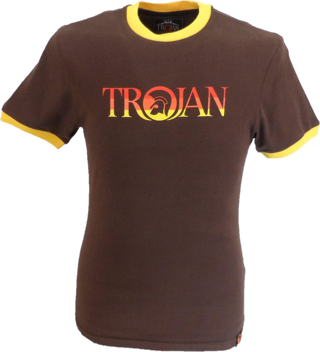 Trojan Records Mens Brown Rasta Logo 100% Cotton Peach T-Shirt – Mazeys UK