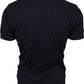 Relco Mens Navy Blue Retro Striped Knitted Polo Shirts