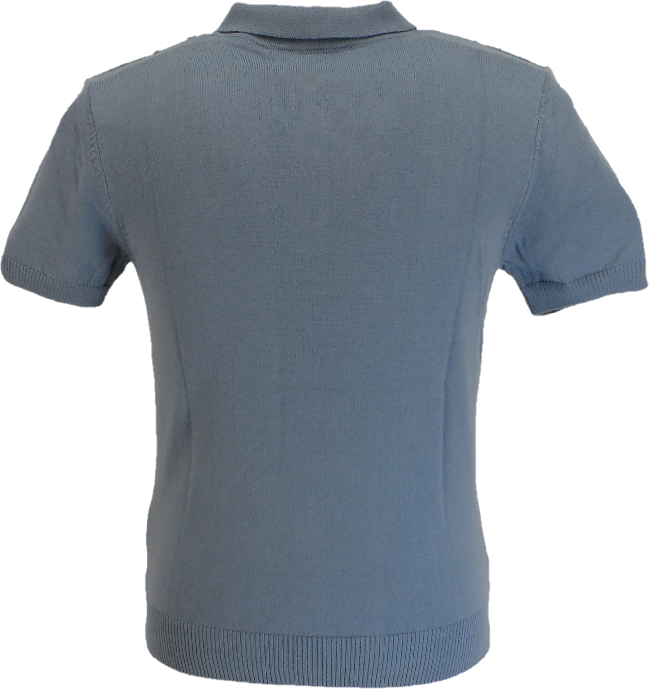 Relco Mens Sky Blue Retro Striped Knitted Polo Shirts