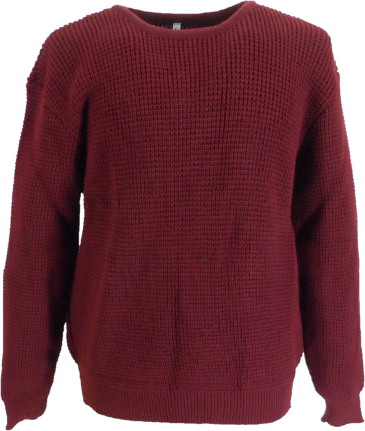 Mens Burgundy Waffle Jumper