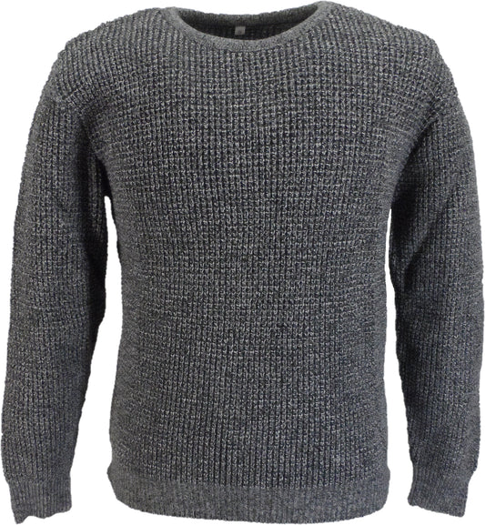 Mens Marl Grey Waffle Jumper
