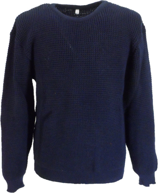 Mens Navy Blue Waffle Jumper