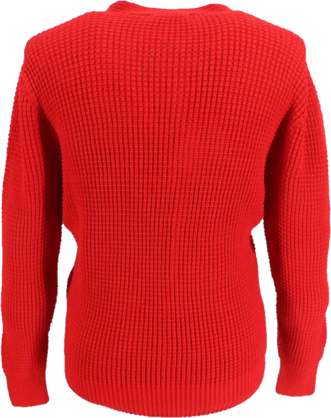 Mazeys Classic Retro Waffle Knit Red Cardigan