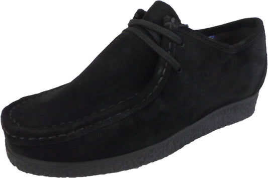 Roamers Mens Retro Black Walibee Style Real Suede Shoes
