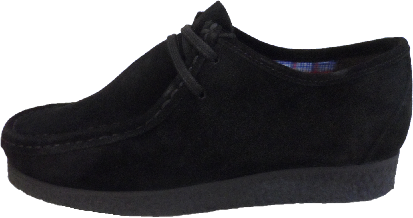 Roamers Mens Retro Black Walibee Style Real Suede Shoes