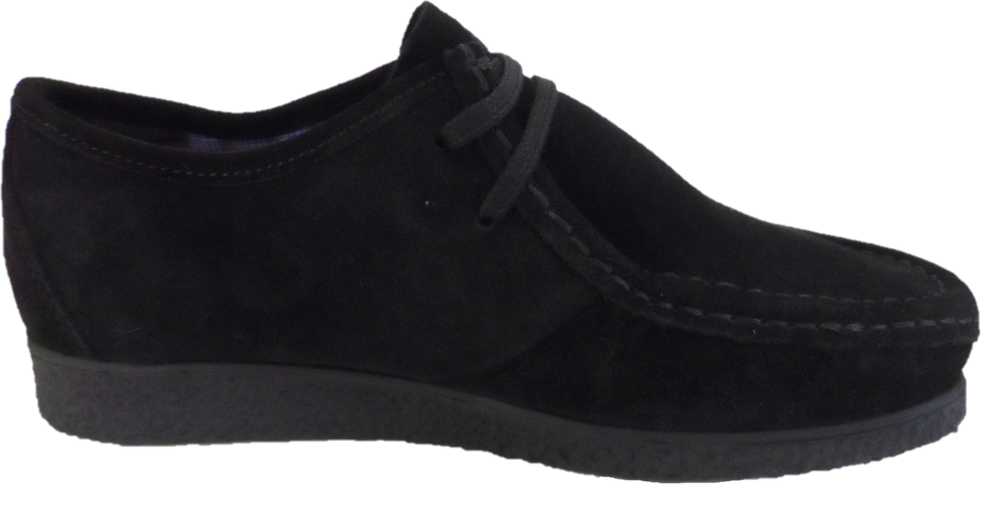 Roamers Mens Retro Black Walibee Style Real Suede Shoes