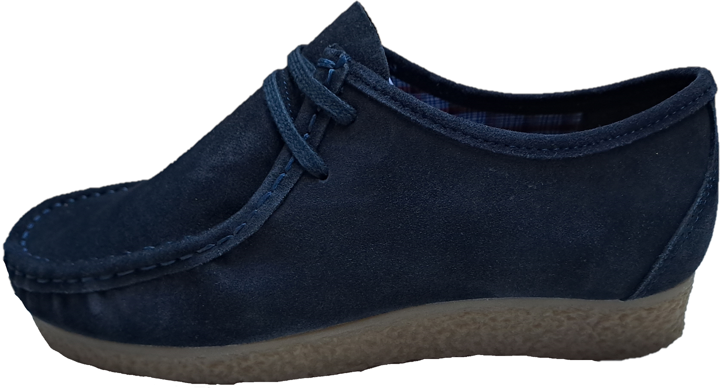 Roamers Mens Retro Navy Walibee Style Real Suede Shoes