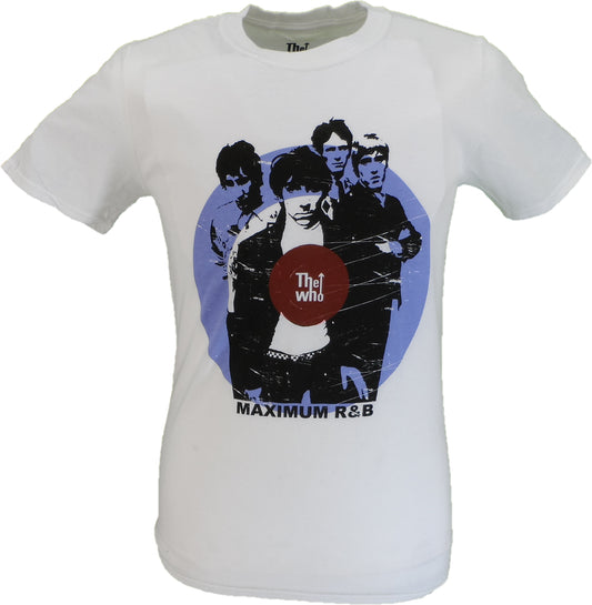 White t-shirt with 'The Who' graphic design on a white background
