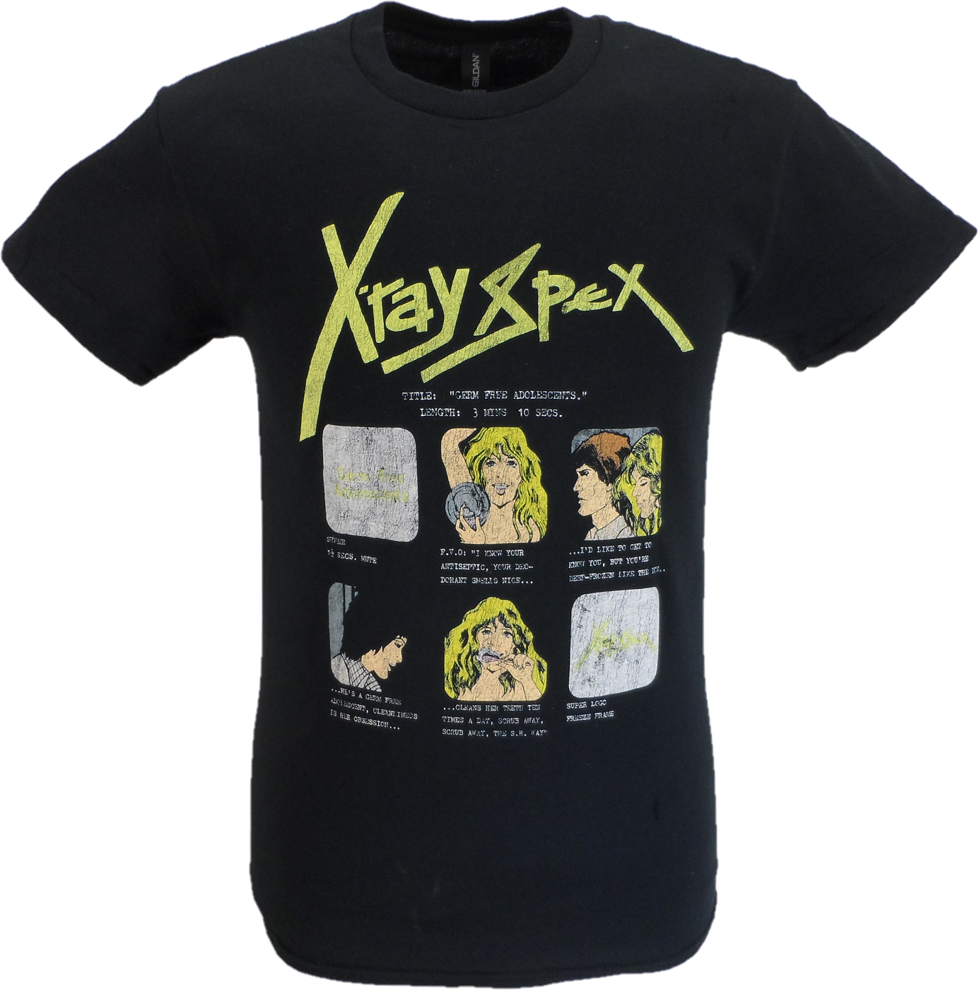 Mens Black Official Xray Spex Germ Free Adolesence T Shirt
