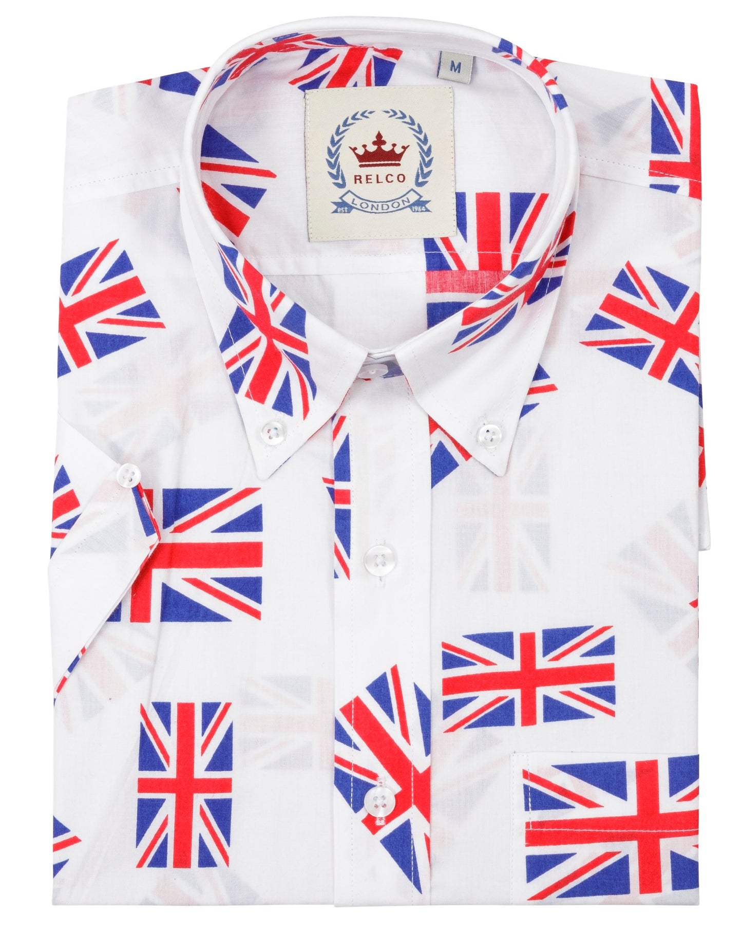 Relco camisas de manga corta con botones Union Jack para hombre