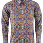Relco platinum camisa con botones estilo retro de manga larga paisley multicolor para hombre