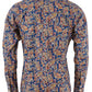 Relco camisa con botones mod retro de manga larga paisley azul marino para hombre