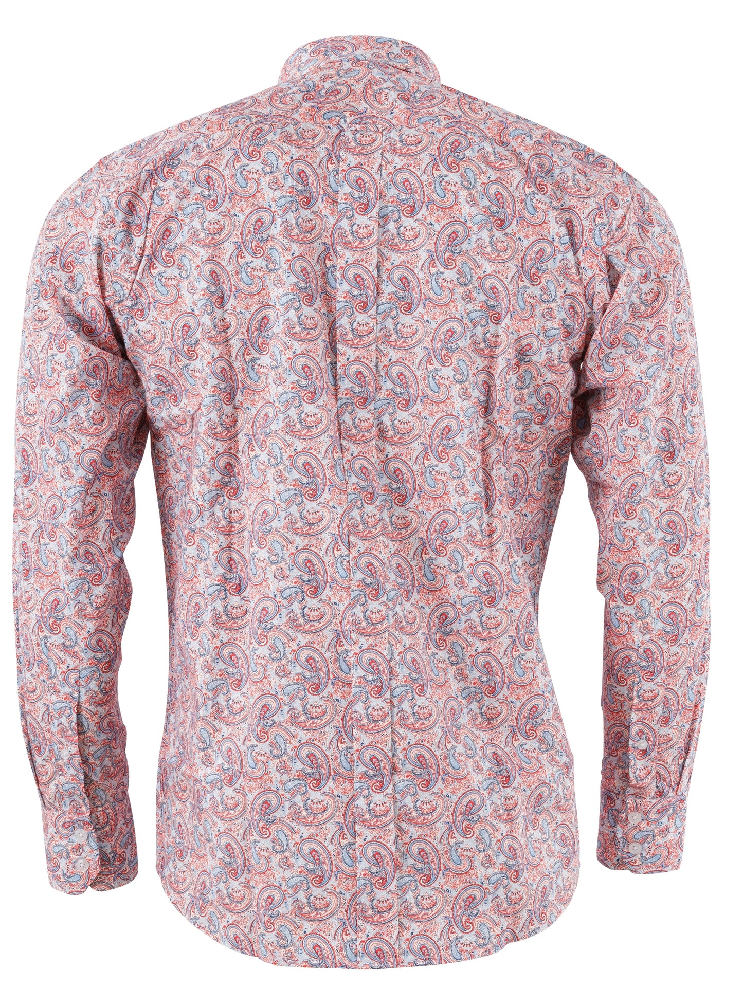 Camisa con botones mod retro de manga larga de paisley roja Relco para hombre