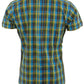 قمصان رجالي Relco باللون الأزرق متعددة المربعات وأكمام قصيرة وأزرار سفلية