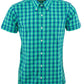 Relco Mens Green Checked Short Sleeved Button Down Shirts