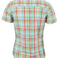 قمصان Relco للسيدات ذات مربعات خضراء متعددة وأزرار سفلية بأكمام قصيرة