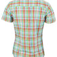 Relco Ladies Retro Multi Green Check Button Down Short Sleeved Shirts