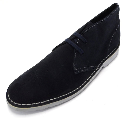 حذاء Roamers باللون الأزرق الداكن بمقدمة حادة ومقدمة حادة طراز قديم من الجلد السويدي الحقيقي