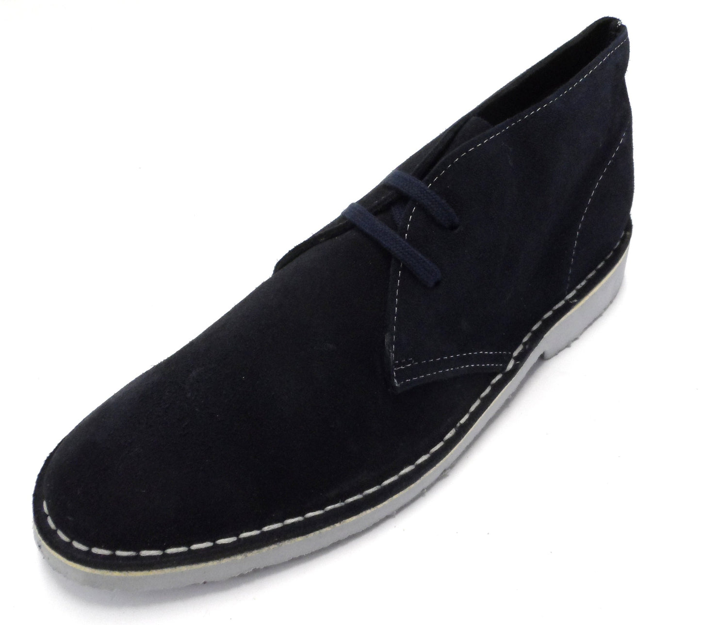 Roamers Navy 2 Eyelet Sharp Toe Retro Mod Style Real Suede Desert Boots