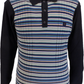 Gabicci Vintage Navy Multi Stripe Knitted Polo