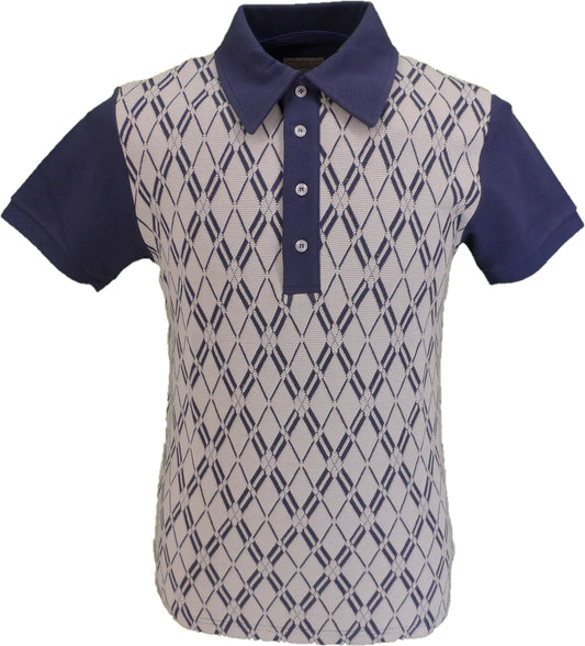 Ska & Soul blaue Diamant-Retro-Strick-Poloshirts für Herren