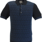 Ben Sherman Black Knitted Jacquard Mod Polo Shirt