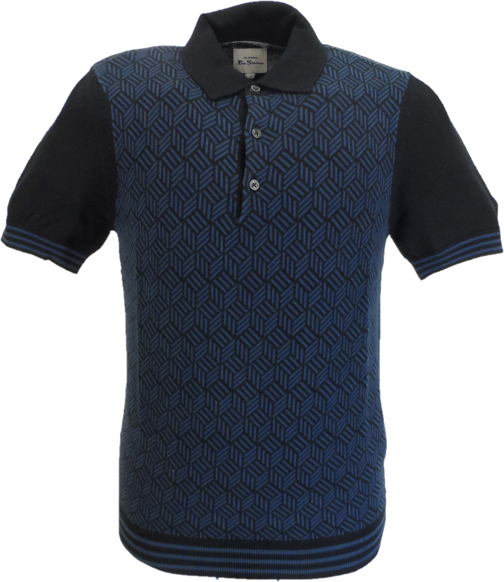 Schwarzes gestricktes Jacquard-Mod-Poloshirt Ben Sherman