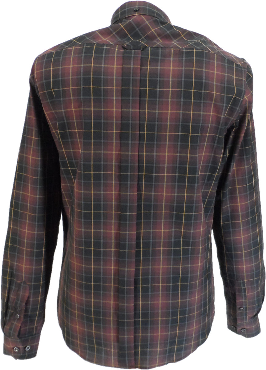 Ben Sherman chemises a manches longues a carreaux bordeaux pour hommes Mazeys UK