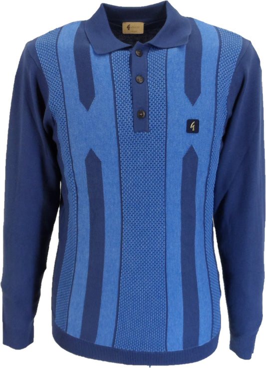 Gabicci polo tricoté rétro Cooper bleu crépuscule pour homme