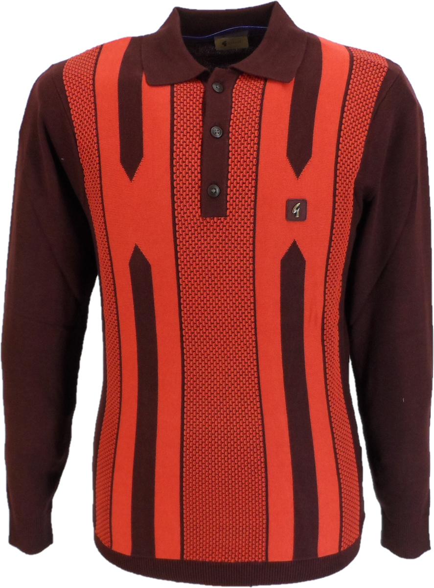 Gabicci Mens Poppy Red Cooper Retro Knitted Polo
