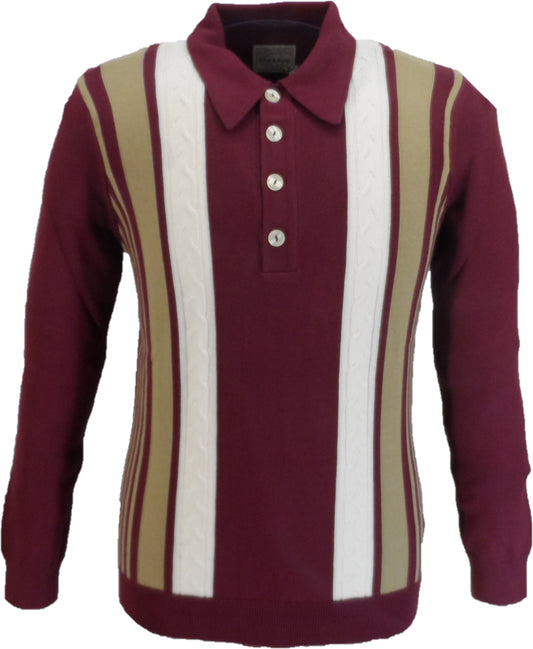 Ska & Soul Mens Cable Stripe Port Long Sleeved Polo Shirt
