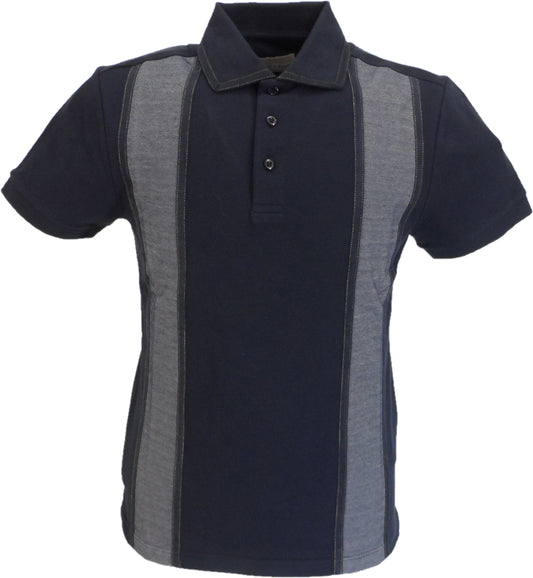 Marineblaues Piqué-Poloshirt mit Streifen Ska & Soul