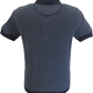 Ska & Soul Mens Navy Herringbone Retro Knitted Polo Shirts