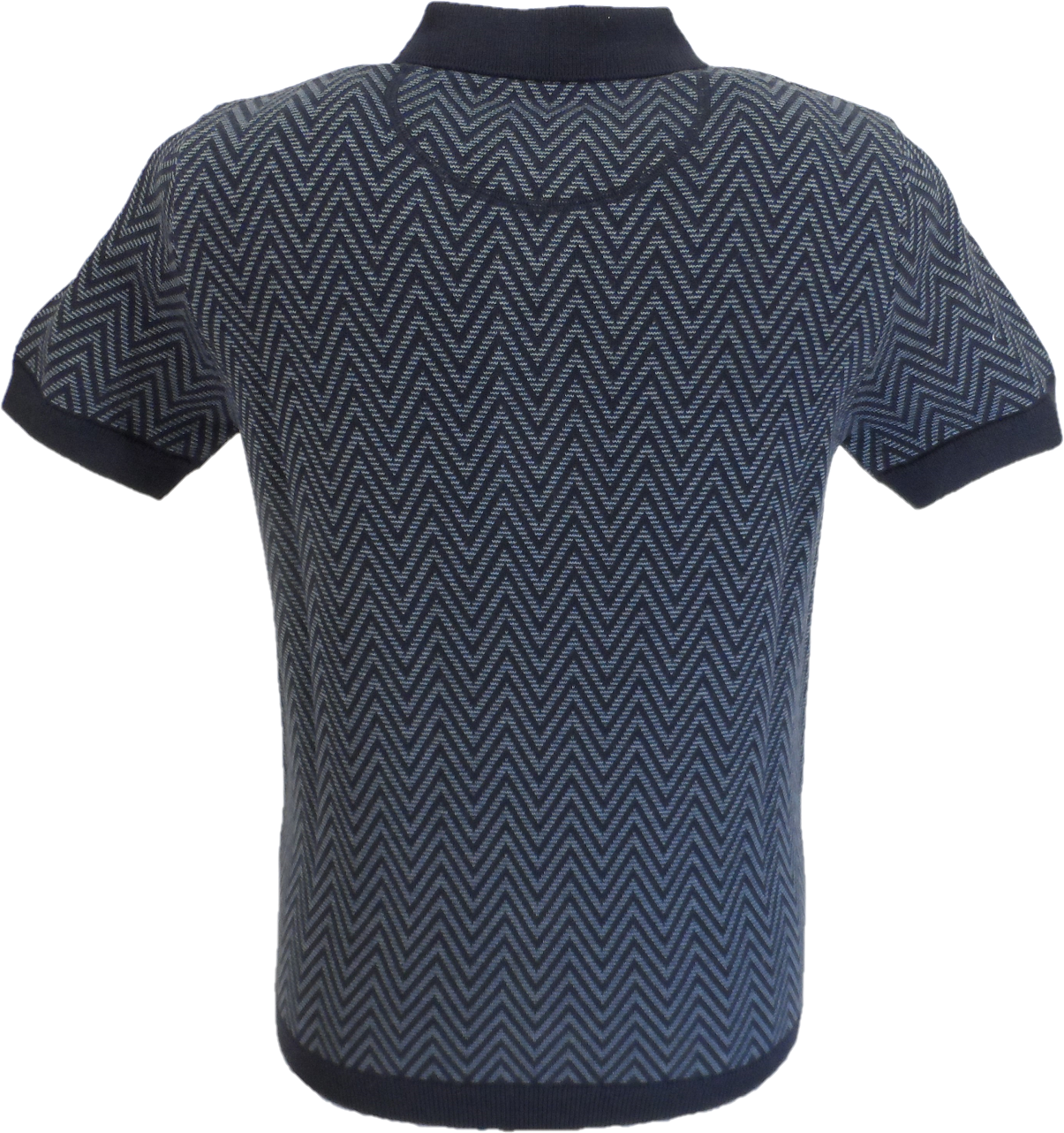 Ska & Soul Mens Navy Herringbone Retro Knitted Polo Shirts