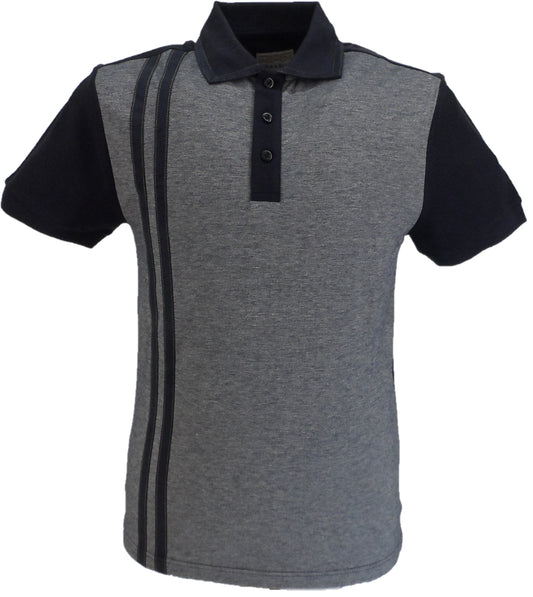 Polo Ska & Soul homme bleu foncé à rayures 100% coton