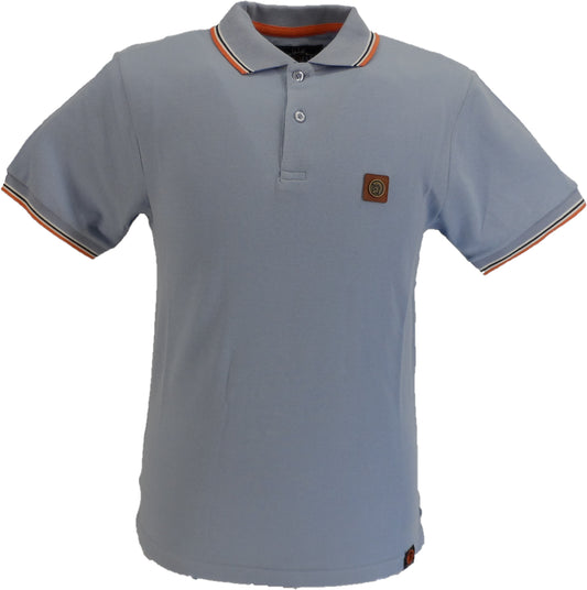 Trojan records polo retro clásico azul cielo naranja/blanco