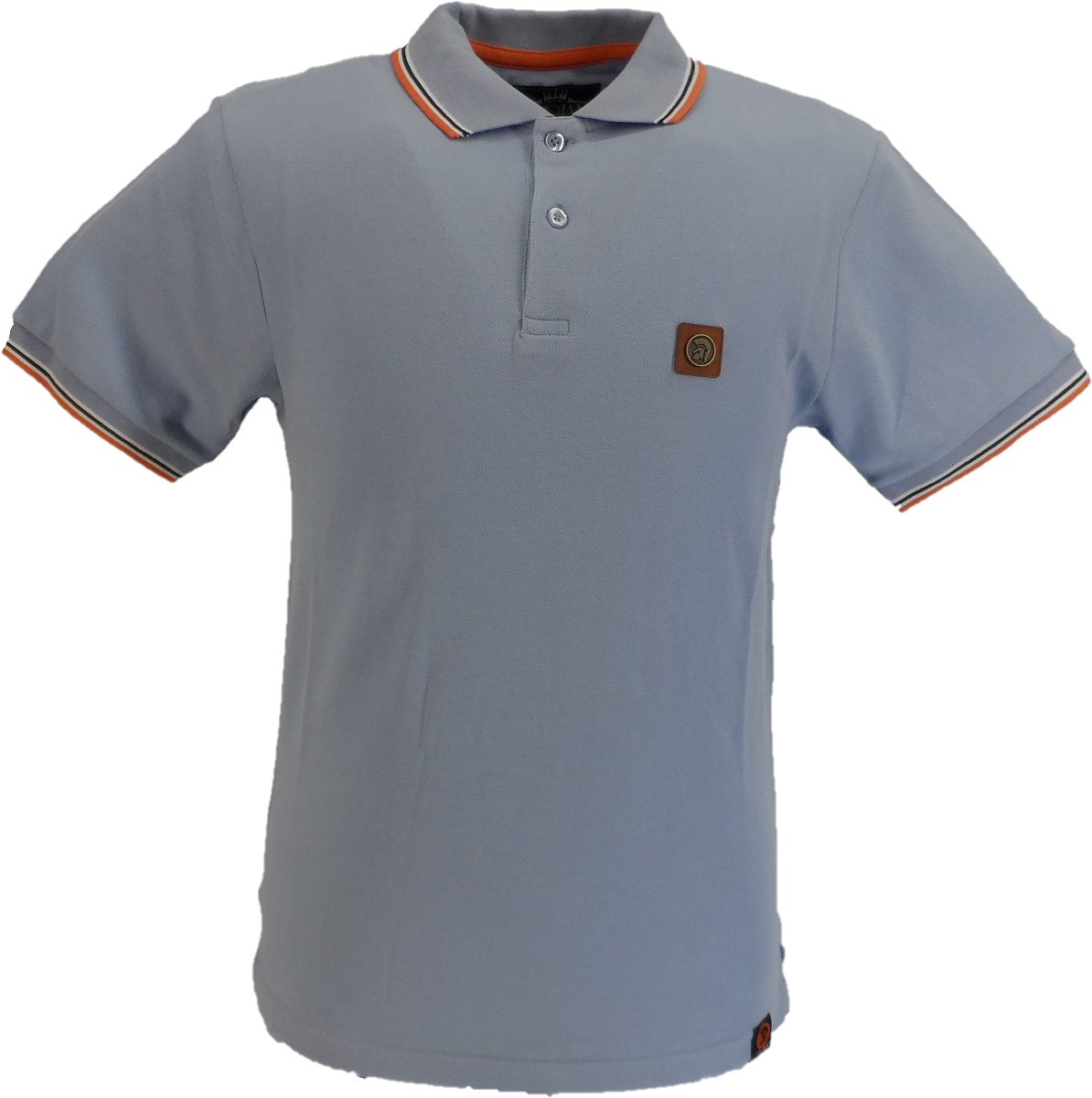 Trojan Records Sky Blue Orange/White Classic Retro Polo Shirt