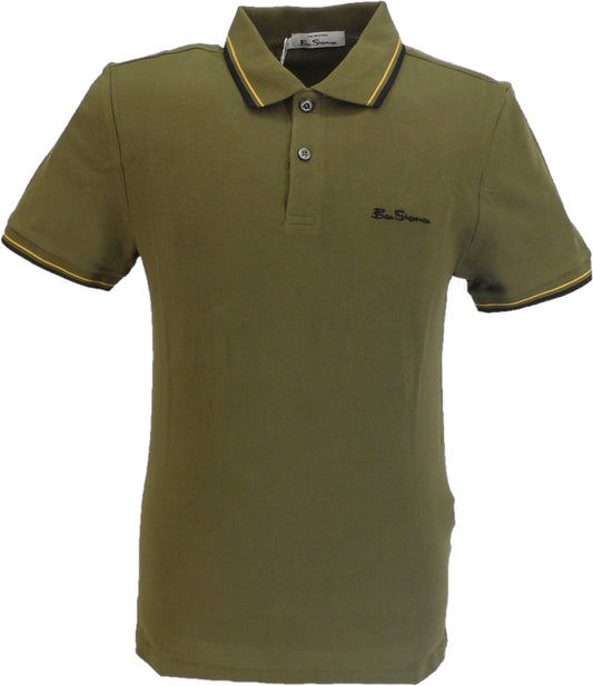 Ben Sherman Herren-Poloshirt aus 100 % Baumwolle, charakteristisches Camouflage-Grün