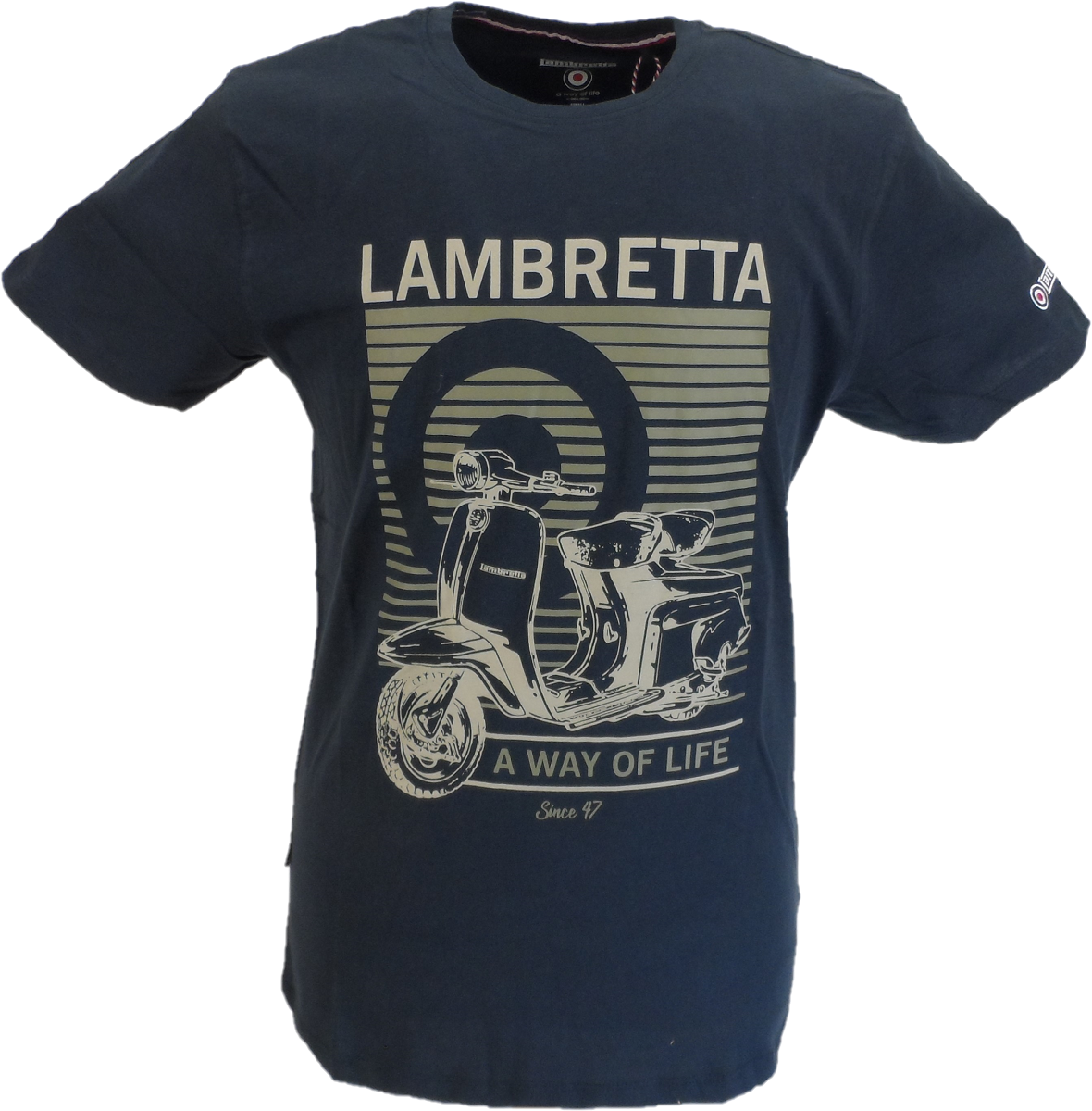 Lambretta Mens Navy Blue Scooter Logo Retro T Shirt