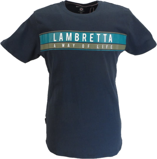 Lambretta Mens Navy Blue Classic Chest Stripe T Shirt